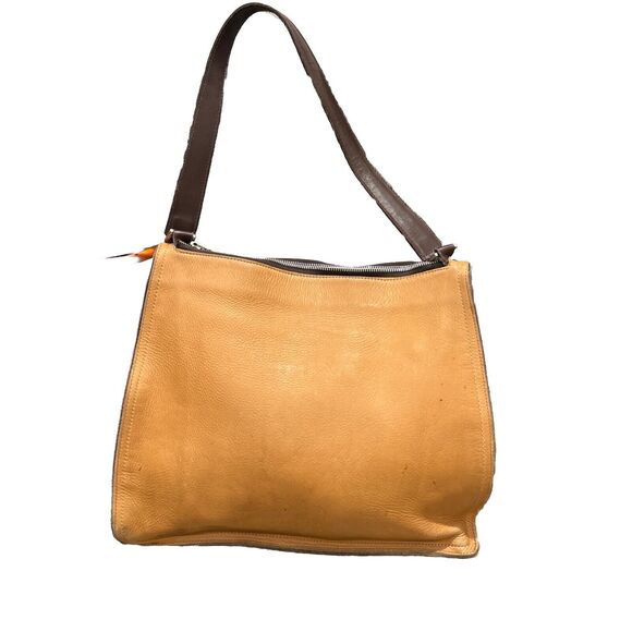COACH  NJG 6143 Shoulder Bag Tote  Tan Brown Leather Zipper - Picture 1 of 16